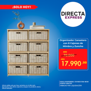 Organizador Canastero Con 8 Cajones De Mimbre y Zuncho