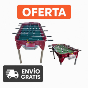 Metegol Estadio Pesada Retro Color Bordó con jugadores de aluminio y pelotas incluidas