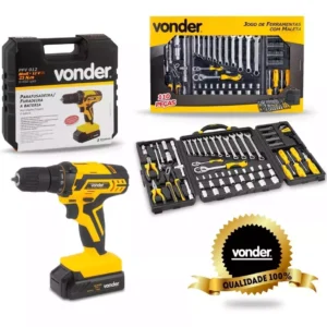 Kit Taladro Batería + Juego Herramientas 110 Piezas Vonder