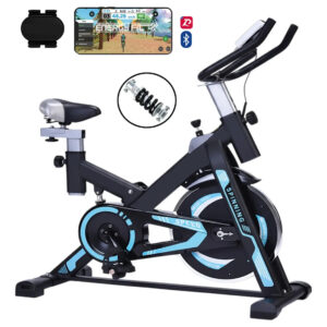 Bicicleta Fija Spinning con Bluetooth y Pantalla LCD – Shock Rider, Estructura Reforzada (ENVÍO GRATIS)