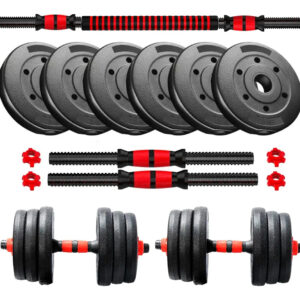 Set de Mancuernas + Barra Regulable 30 kg – Discos PVC [ENVÍO GRATIS]