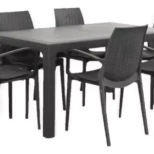 Juego 6 Más que Sillas Melodi + Mesa Alta 150x90 Alejo Estructura Negro