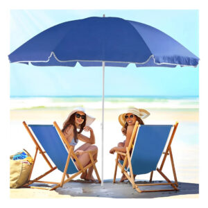 Sombrilla Gigante 240 cm + 2 Sillas de Playa – Ideal para Playa, Pileta y Jardín