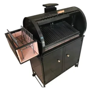 KIT Parrilla móvil Metalsmac Chulengo con Puertas 1.22m de ancho 1.33m de alto 60cm de profundidad negra