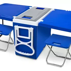 Nevera portátil de 32 l con mesa y silla para acampar en la playa 5 en 1